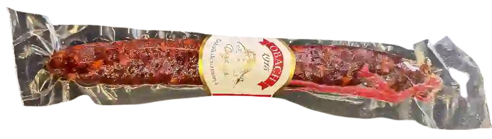 Chorizo piquant Obach emballé sous vide pour une conservation longue durée Chorizo piquant Obach sous vide — conservation optimale